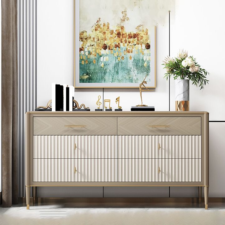 6 Drawers Dresser Classic Glam Stone Storage Chest Dresser , 15.6 Inch Width