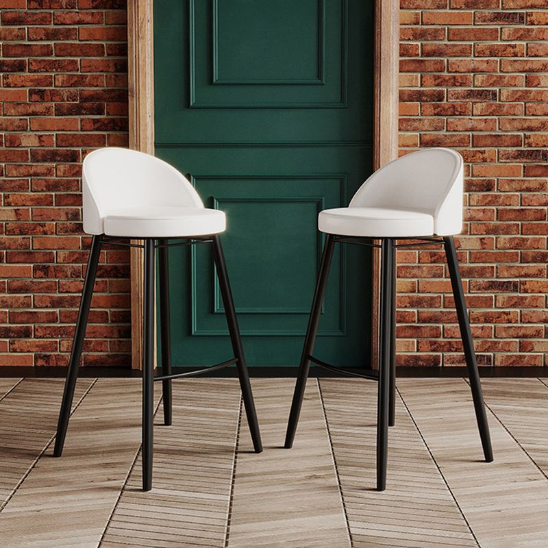 Modern Milk Tea Shop Low Back Stool Matte Finish Leather Barstool