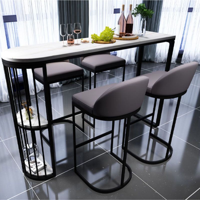 Table à manger industrielle du bar en pierre intérieure double bistrot piédestal table avec étagère