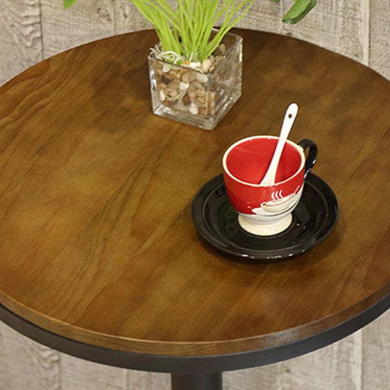 Industrial Pedestal Bistro Bar Table Solid Wood and Metal Base Bar Table