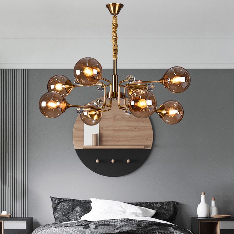 Modern Chandelier Metal Globe-Shaped Chandelier with Shade for Dining Room