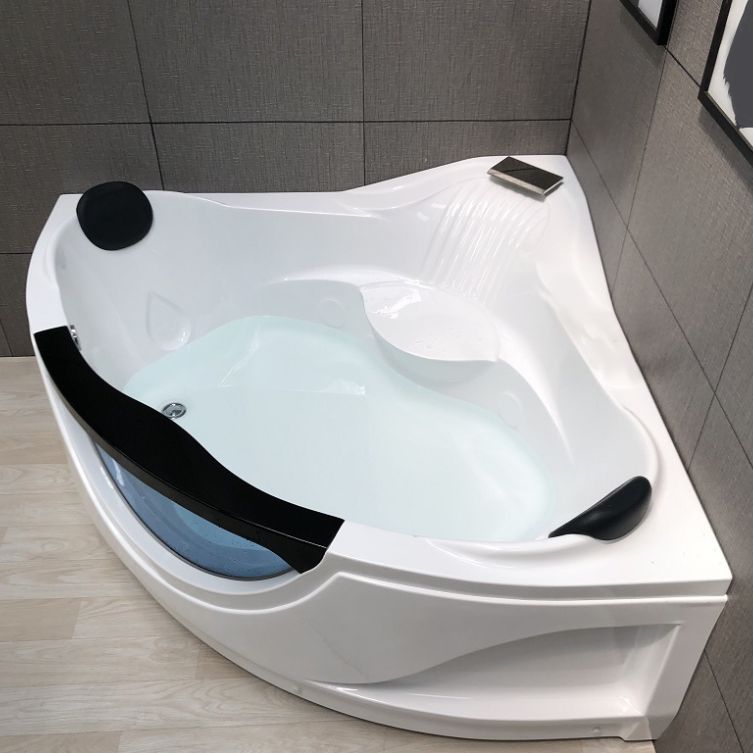 Modern Corner Bathtub Acrylic Soaking White Back to Wall Bathtub