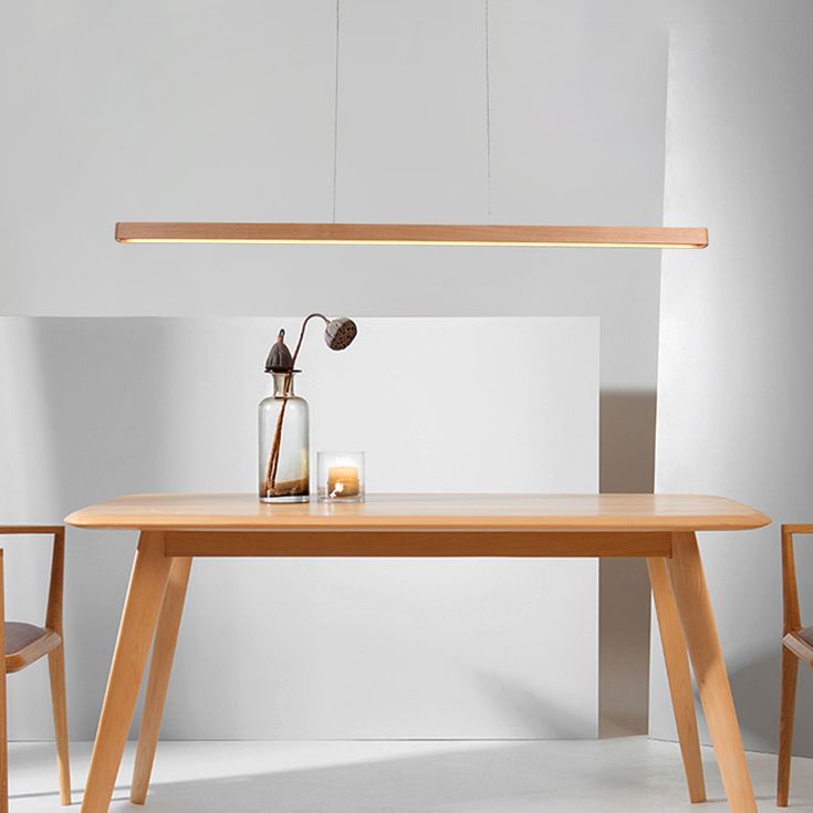 Linear Island Lighting Wood Contemporary Simplicity Pendant Lighting Fixtures for Restaurant
