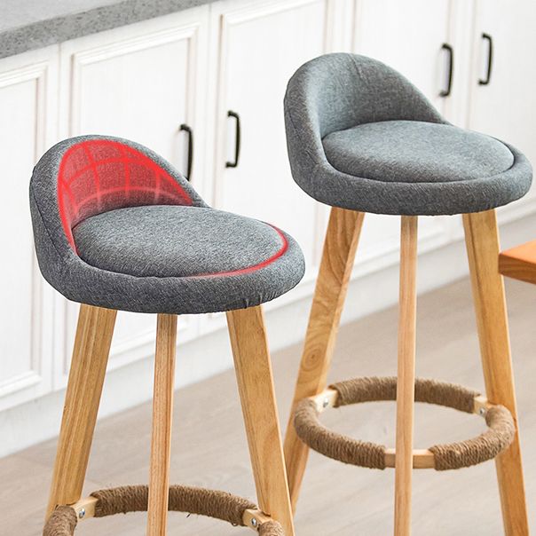Modern Armless Backrest Counter Stool Wood Milk Tea Shop Bar Stool with Cushion and Pedal