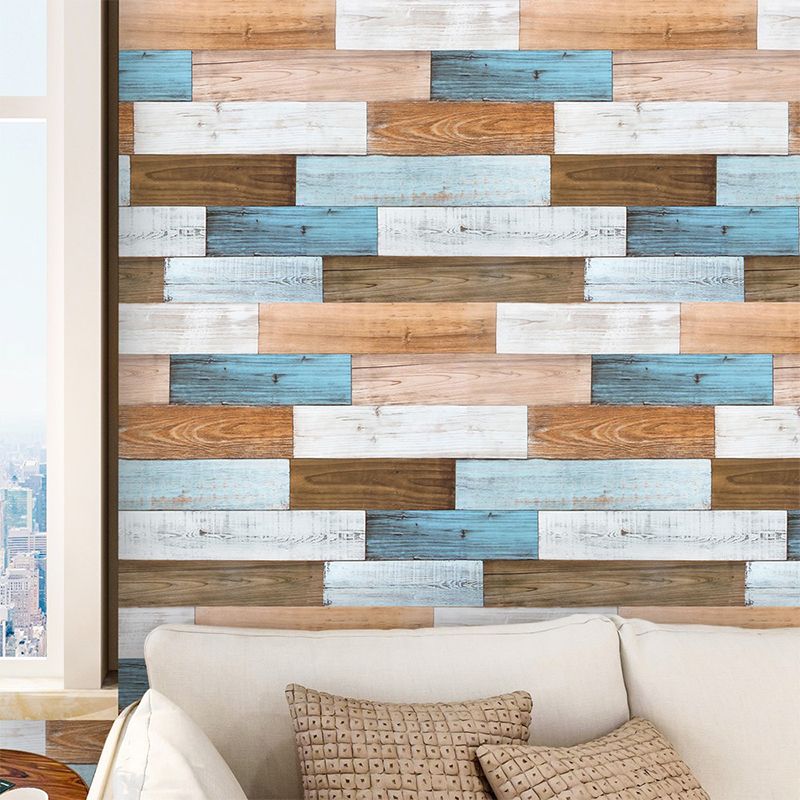 Colorful Repurposed Wood Wallpaper Apartment Construction Adhesive Wall Decor, 19.5' x 17.5"