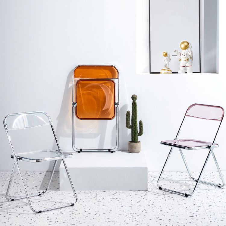 Chaise sans bras de salle à manger contemporaine en métal, chaise latérale de salle à manger simple à dossier ouvert