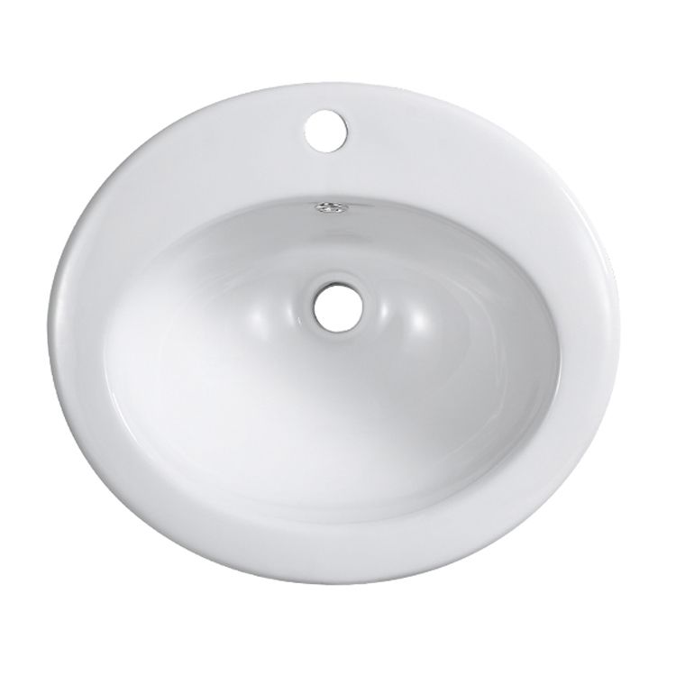 Traditional Wash Stand Oval Shape Porcelain with Pop-Up Drain Vessel Bathroom Sink
