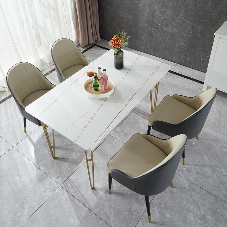 Gold Tripod Base Dining Table Stone and Metal Traditional Luxury Dining Table