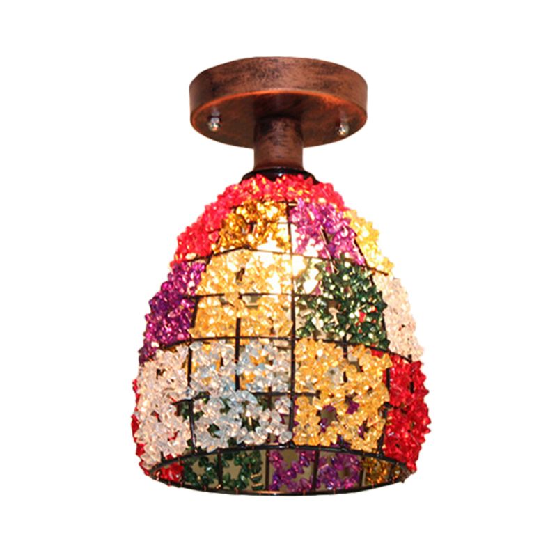 Dome Metal Ceiling Mounted Light Bohemian Style 1/3-Head Living Room Flush Mount Lamp in Copper