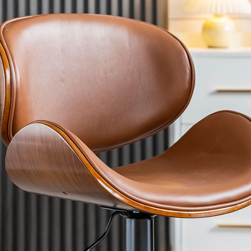 Modern Swivel Footrest Bar Stool Metal Backrest Indoor Counter Stool with Wood Seat