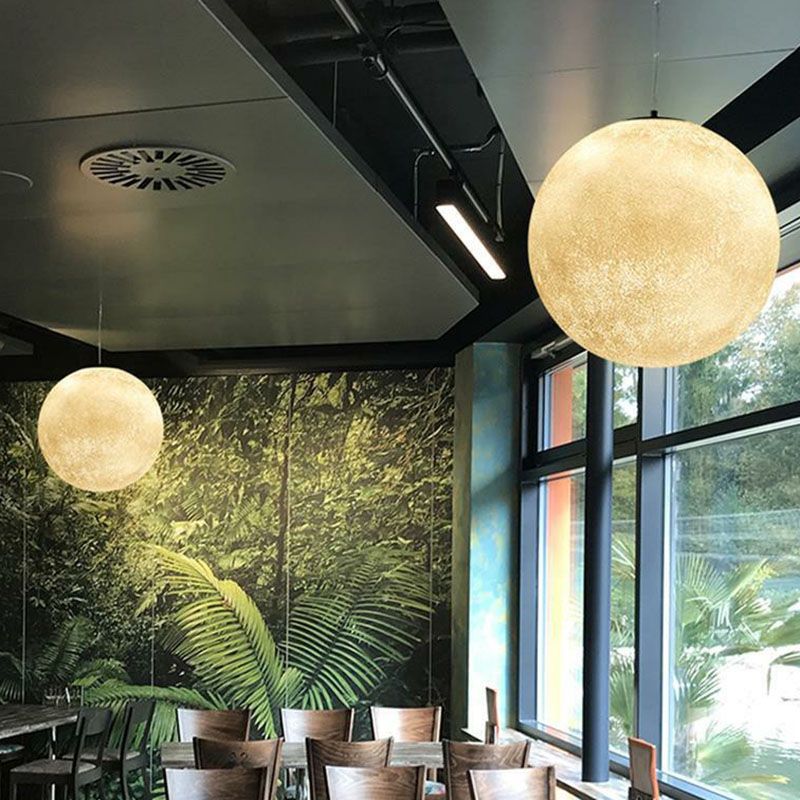 Moon Restaurant Suspension Lampe Metall künstlerische LED Hängende Decke Licht in Weiß
