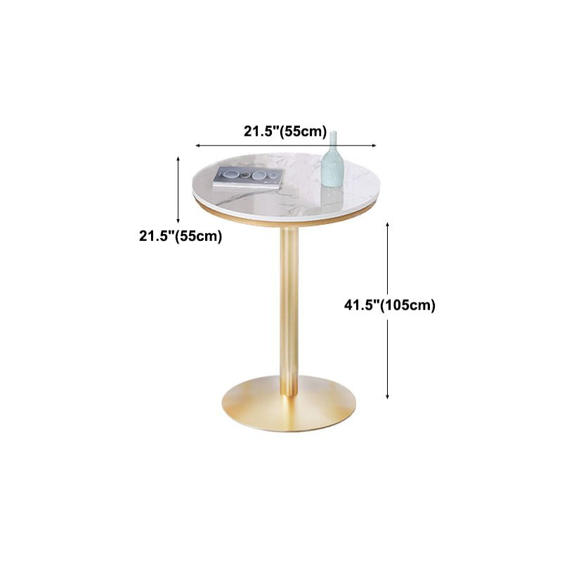 Glam Gold Metal Bar Table 21.6"W Top Marble Bistro Table for Breakroom