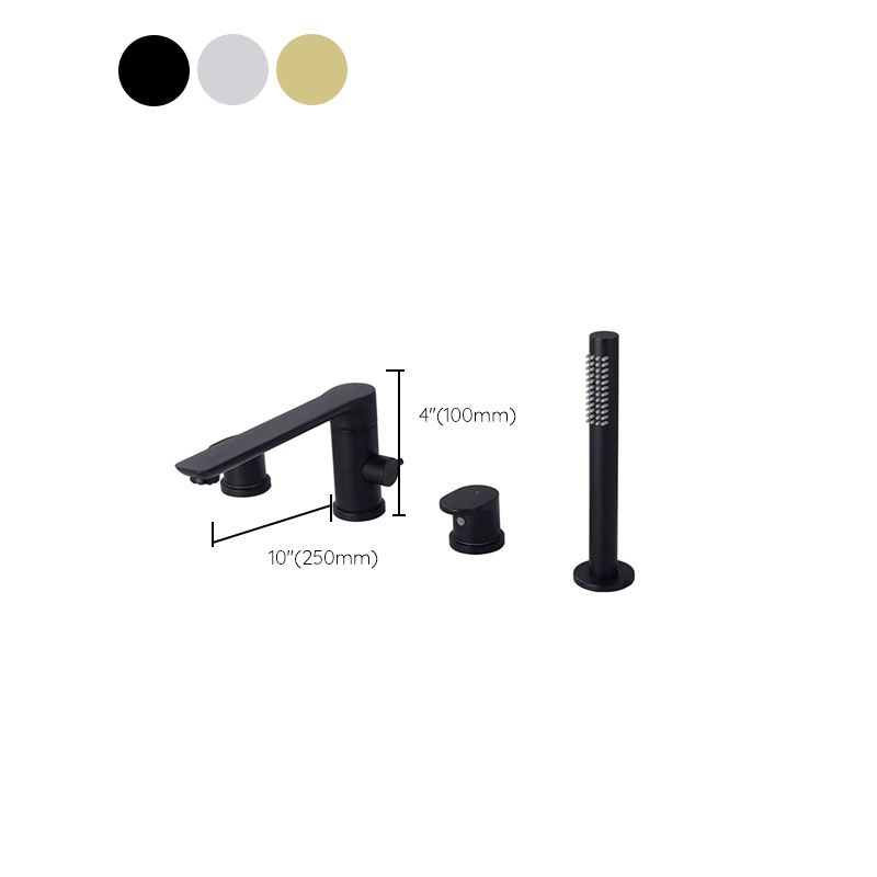 Deck Mounted Tub Filler Copper Lever Handle Low Arc Handshower Tub Filler