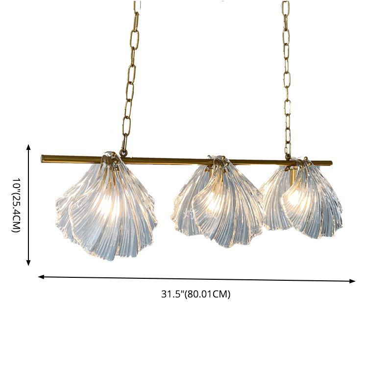 Modern Linear Hanging Pendant Lights Glass 3 Lights Island Light