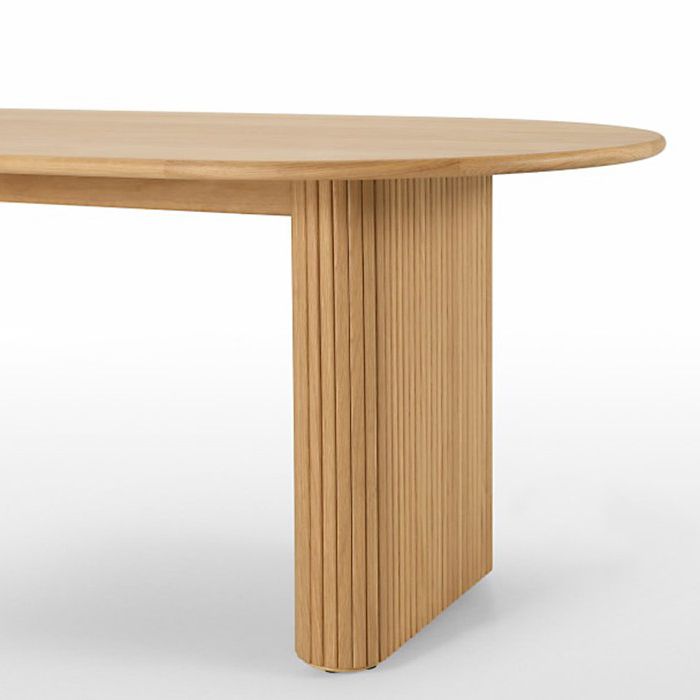 Zeitgenössischer Massivholz Tisch Oval Doppelpodest Haus Küchenmöbel