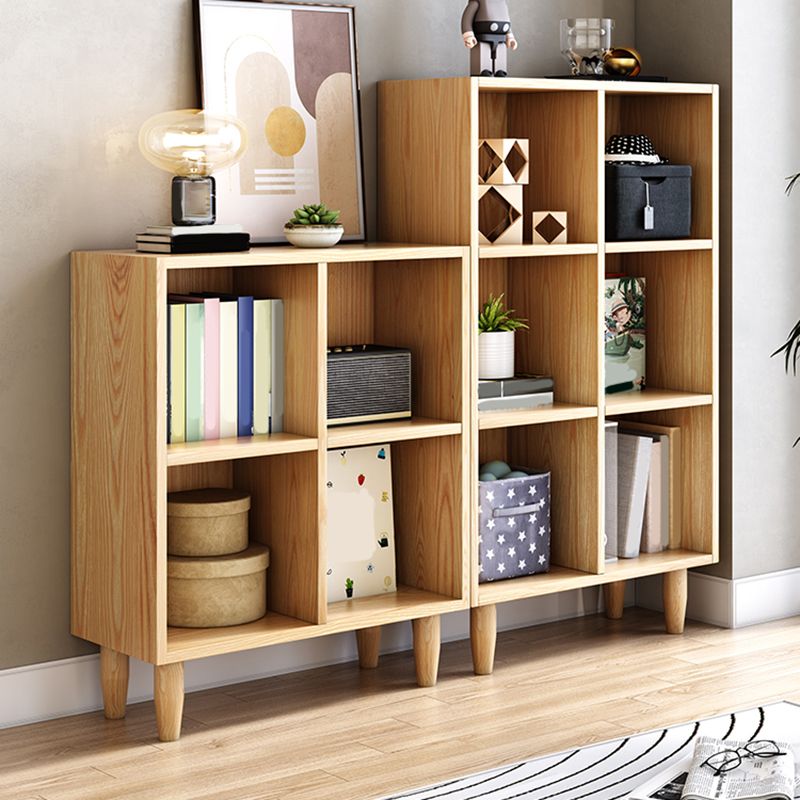 Natural Standard Bookshelf Wooden Contemporary Bookcase with Shelves