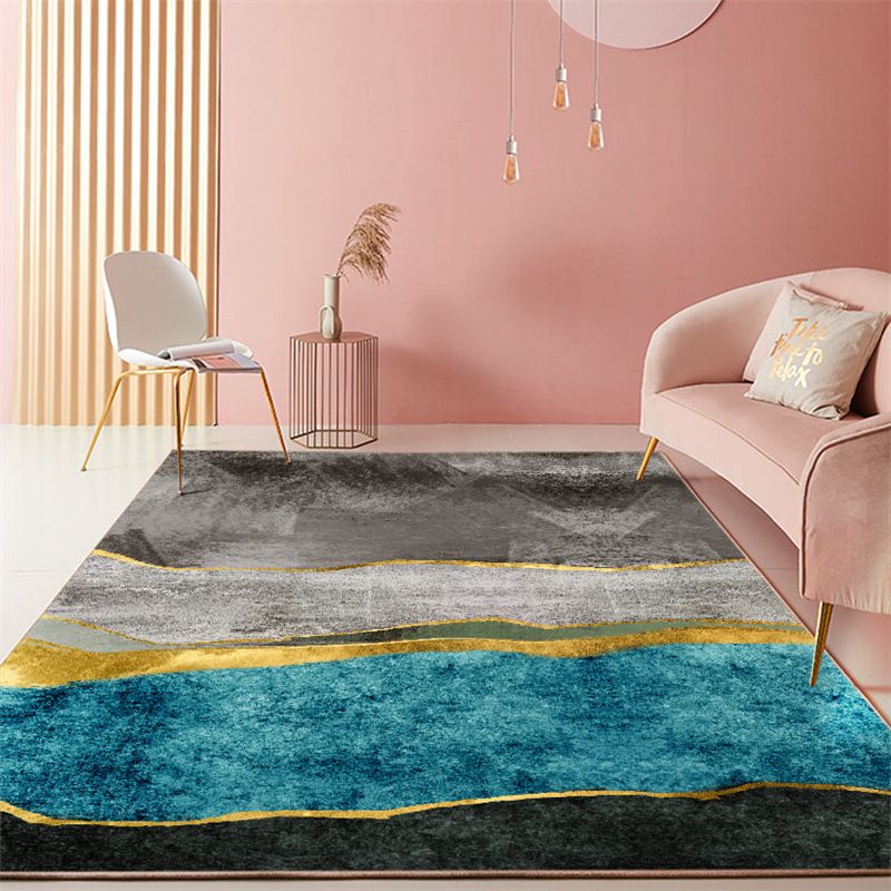 Modern Abstract Art Carpet Polyester Area Rug Non-Slip Backing Indoor Carpet for Living Room