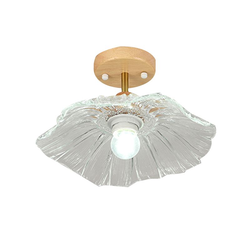 Nordic Style Ceiling Light Lotus Leaf Shape Ceiling Lamp with Glass Shade for Bedroom