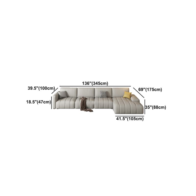 Scandinavian Stain-Resistant for Living Room Square Arm Sofa & Chaise