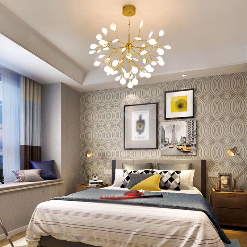 Glowworm Suspended Lighting Fixture Multi-Head Hanging Pendant Lights for Living Room