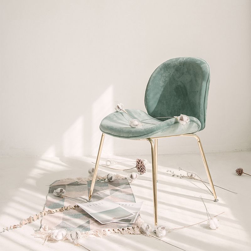 Chaise de salle à manger de Style Glam nordique, sans accoudoirs, avec pieds en métal