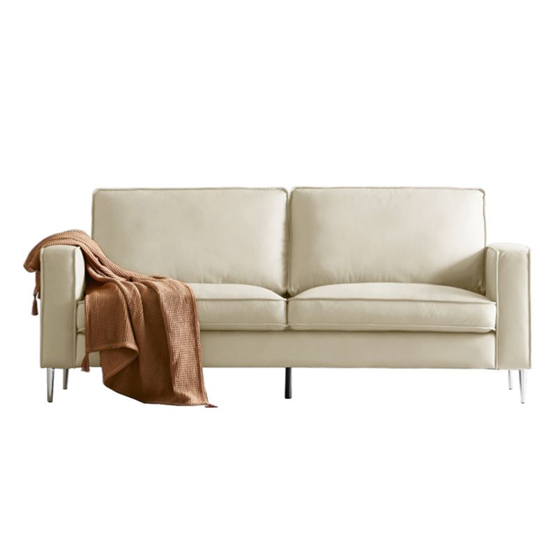 Cushions Faux Leather Square Arm Sofa with Stain Resistant and Waterproof