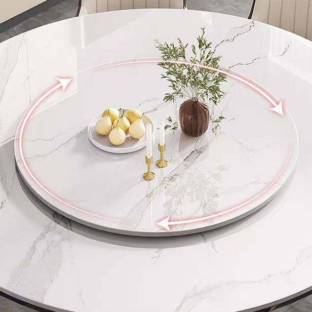 Glam Style Table Pedestal Dining Table with Turntable for Kitchen