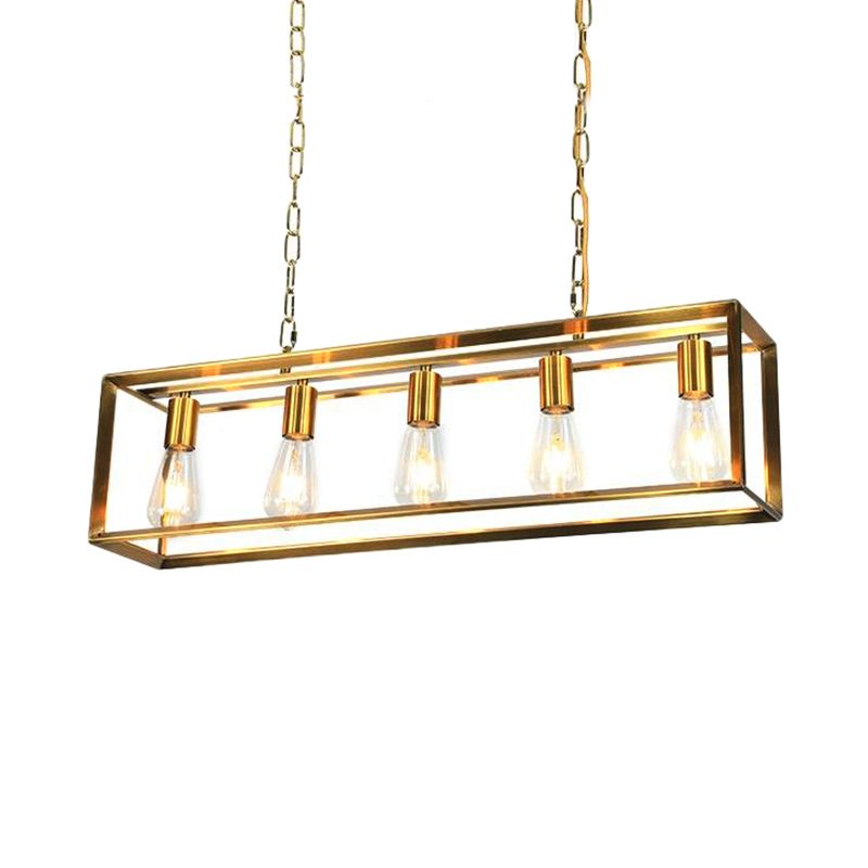 Black/Brass Rectanglengle Island Canderant Classic Metal 5/6 Bulbi Sala da pranzo Assiciare Luce a soffitto