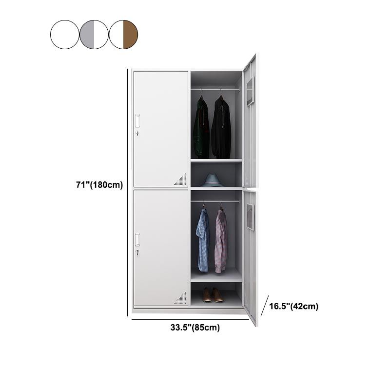 Contemporary Metal Wardrobe Freestanding Wardrobe Closet with Locks