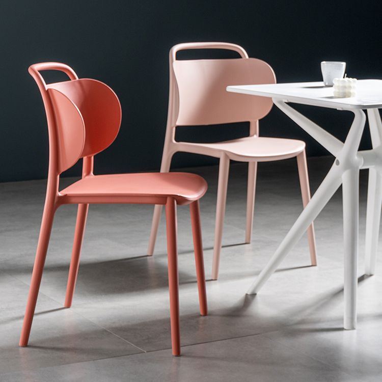 Contemporary Plastic Dining Armless Chair Open Back Dining Side Chair for Kitchen