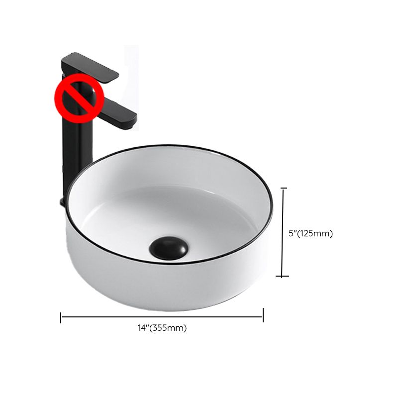 Modern Vessel Bathroom Sink Rectangular Porcelain Drain Assembly and Faucet Wash Stand