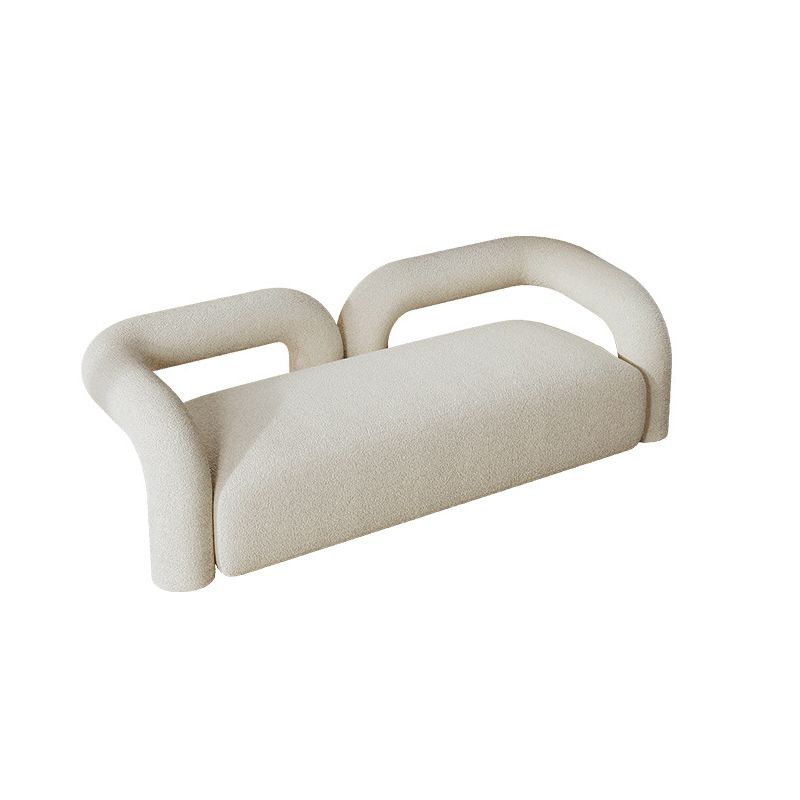Contemporary Style Curved Sofa Statement Tuxedo Arm Sofa in White