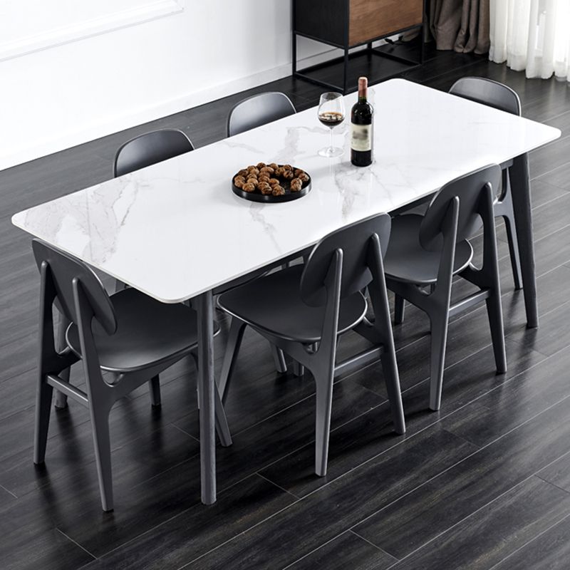 Mesa de madera sólida Modern de mesa moderna Rectángulo Top de piedra sinterizada para comedor