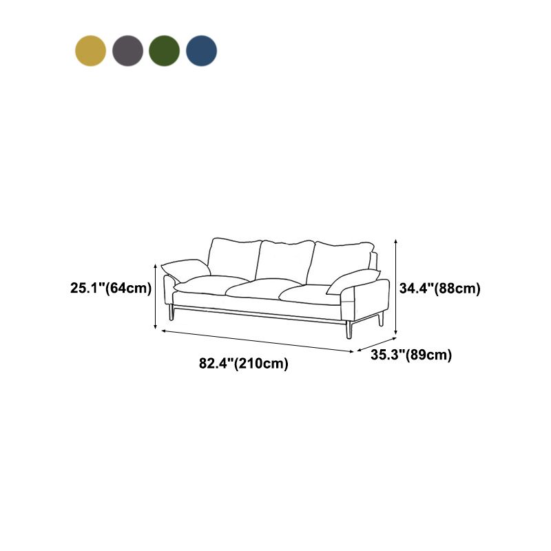 Nordic 3 Seater Sofa 100 Polyester Pillow Top Arm Settee with Cushions and Wooden Base