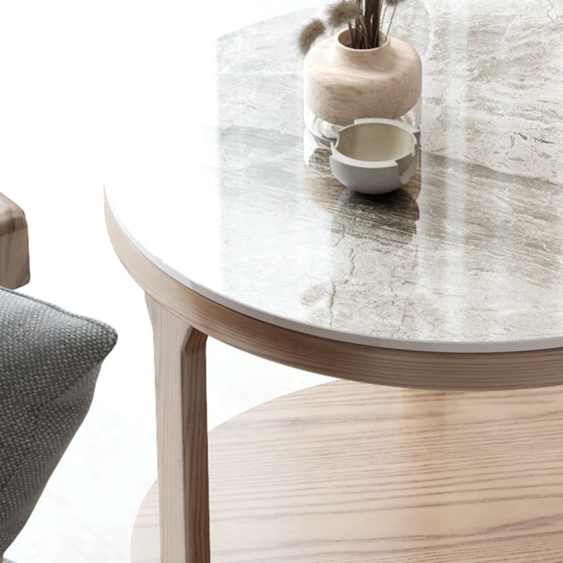 Modern Round 3 Legs Coffee Table No Distressing Coffee Table Set with Shelf
