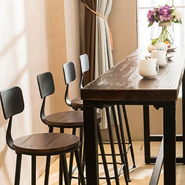 Dark Brown Bar Set with Pine Wood Top 1/2/5/9 Pieces Industrial Rectangle Pub Table Set