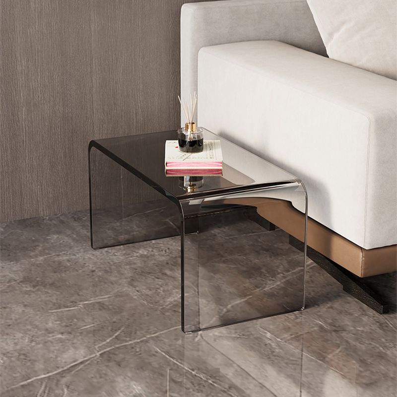 Modern Rectangle Acrylic Side End Snack Table with Sled Base