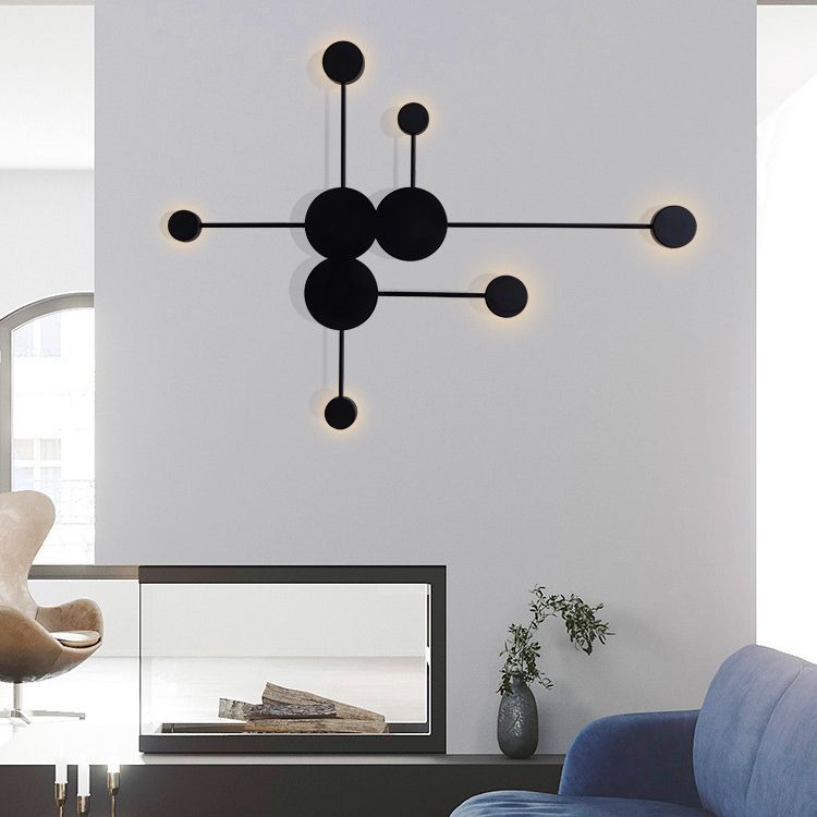 Black/White Sputnik Wall Sconce Light Fixture Modern LED 2/3/6 Lights Acrylic Wall Lamp in Warm/White Light