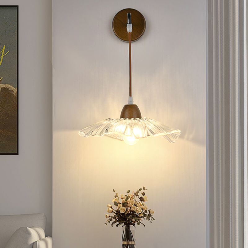 Japanese Style Wall Light Geometry Shape Wall Lamp with Glass Shade for Living Room