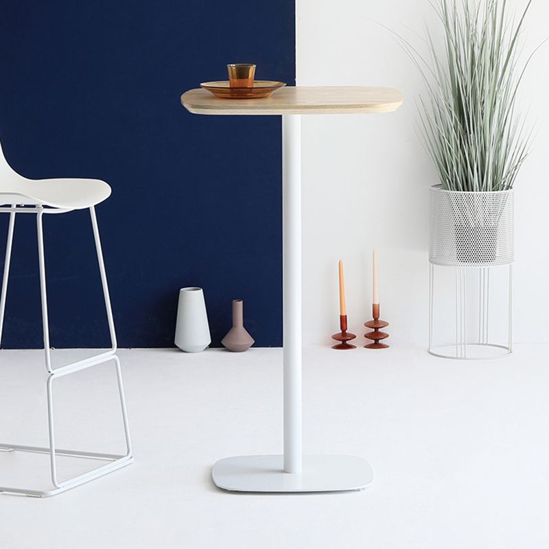 Square Bar Table in Metal and Wood Glam Bar Table with Pedestal Base