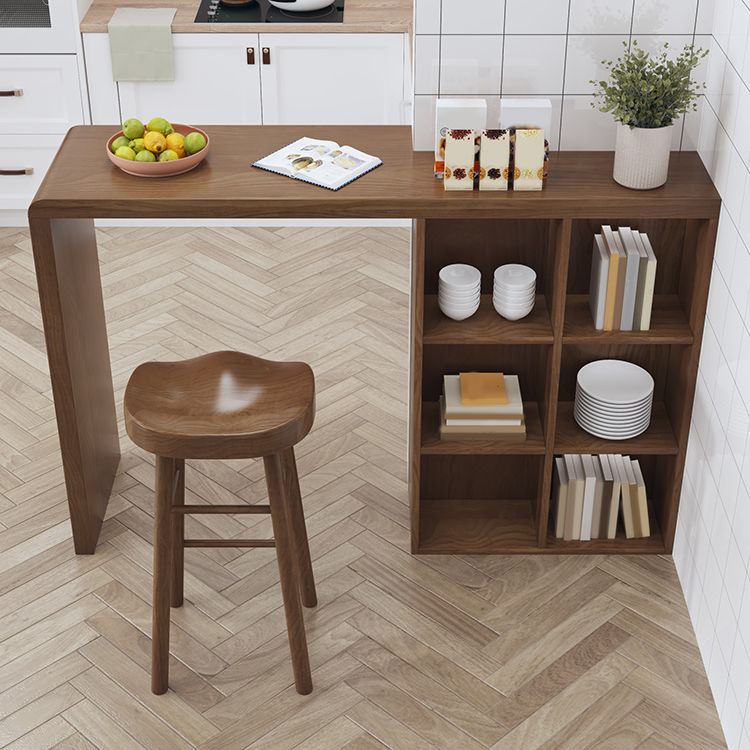 Modern Style Bar Table Rectangle Solid Wood Bar Table for Living Room