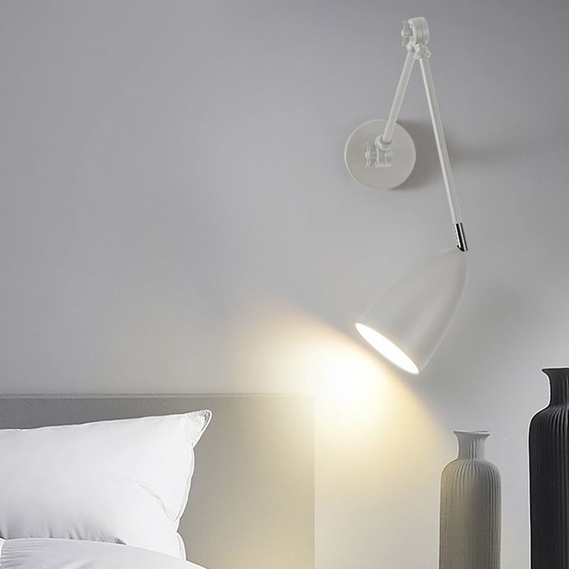 Metal Shade Wall Light Modern Single Light Adjustable Wall Sconce for Bedroom