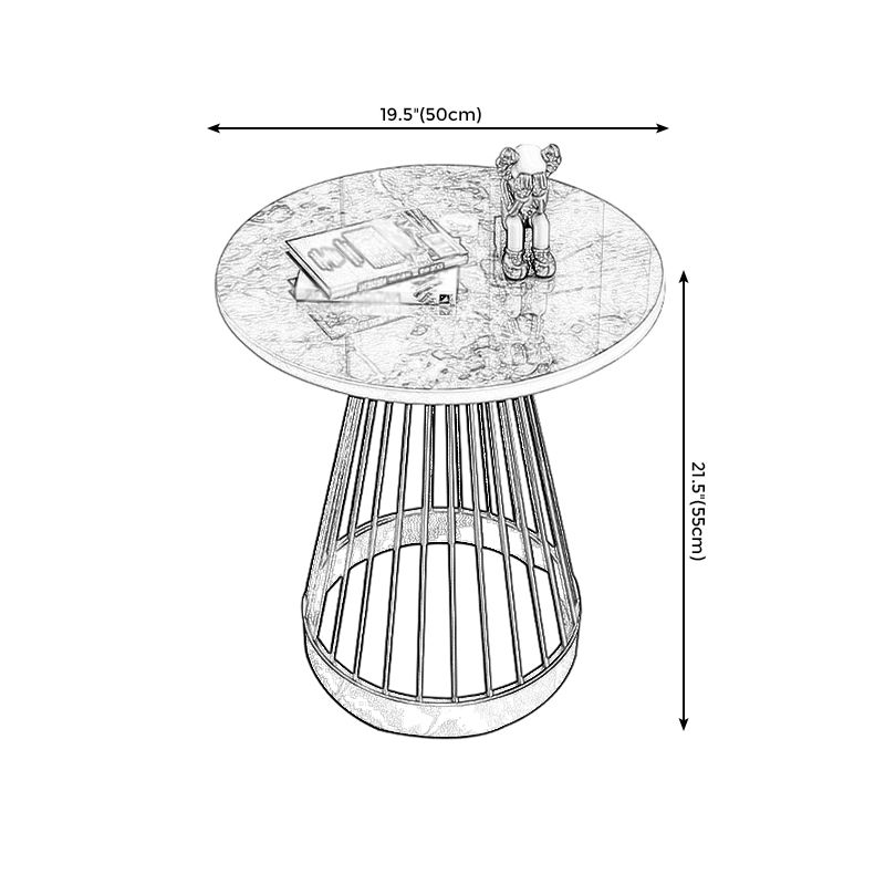 Modern Round Stone End Table Dia 17.7"/19.7" Frame Side Table