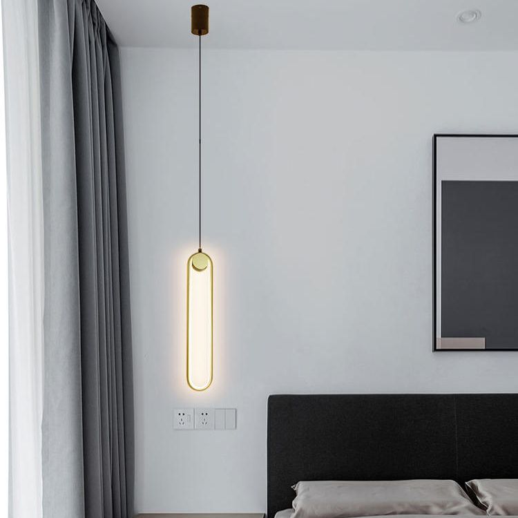 Moderne stijl led hanglamp 1 licht ovaal metaalhanglicht voor bed voor het bed