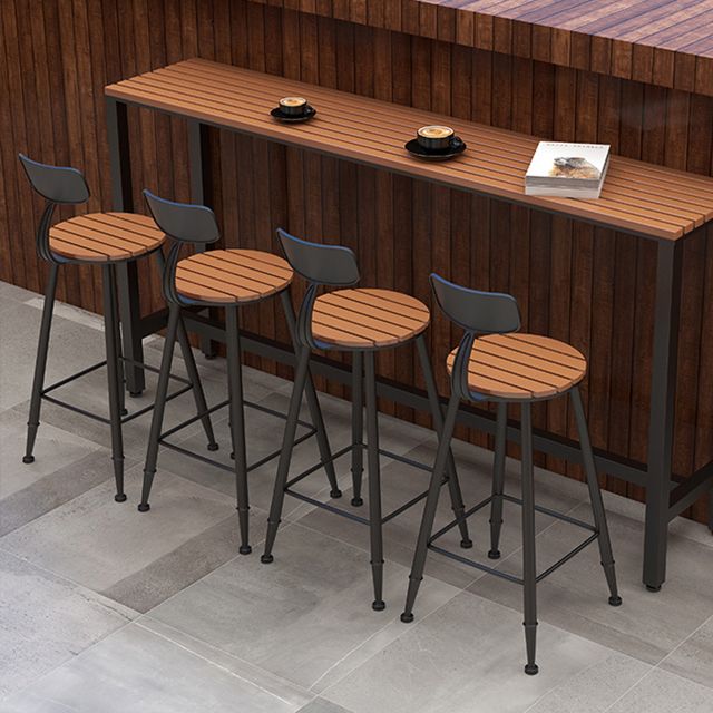 Contemporary Dining Stools Metal Low Back Bar Stools with Footrest