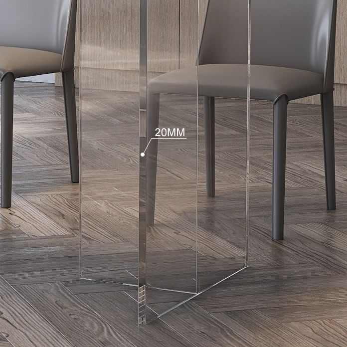 Rectangular Stone White-gray Dining Table Modern Furniture with Acrylic Double Pedestal