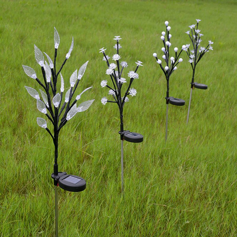 Leaf-Like Plastic LED Lawn Light Modern White Solar Ground Lighting for Courtyard