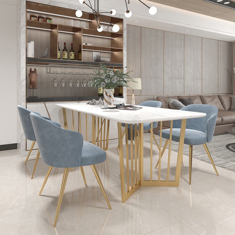 Glam Style 1/4/5 Pieces Dining Set White-gold Table Kitchen Set for Living Room