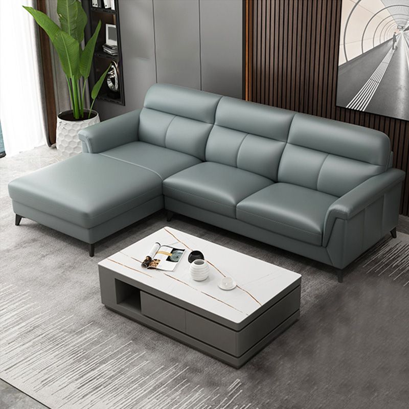 Contemporary Green Stain-Resistant Genuine Leather for Living Room Sofa