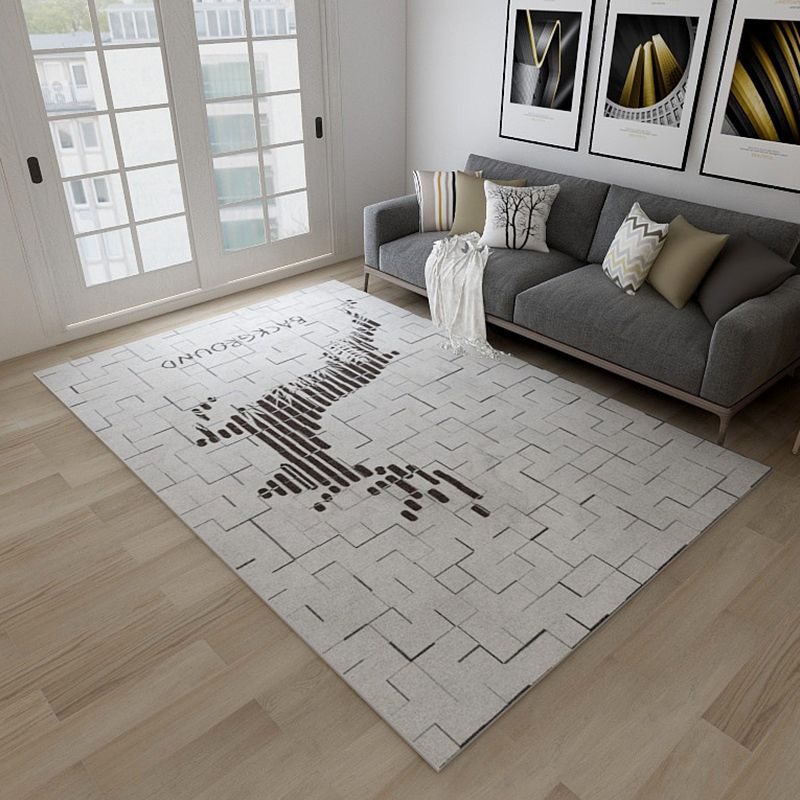 Simplicity Living Room Rug Multi-Color Geometrical Area Carpet Polyester Pet Friendly Anti-Slip Machine Washable Rug
